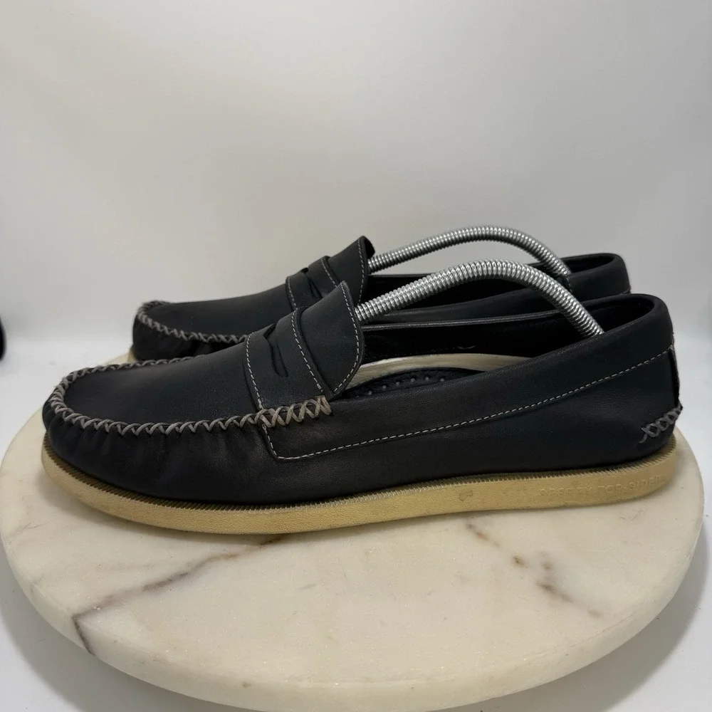 Sperry Men's Authentic Original Plushwave Penny Boat Shoe, Navy/WHT, 10.5 M US